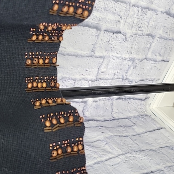 CHICO'S Beaded Abstract Brown and Black Cardigan Sweater 3XL - Picture 8 of 9